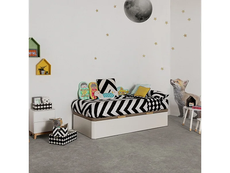 Zijdelings opklapbare opbergbox spaanplaat wit 105x190cm