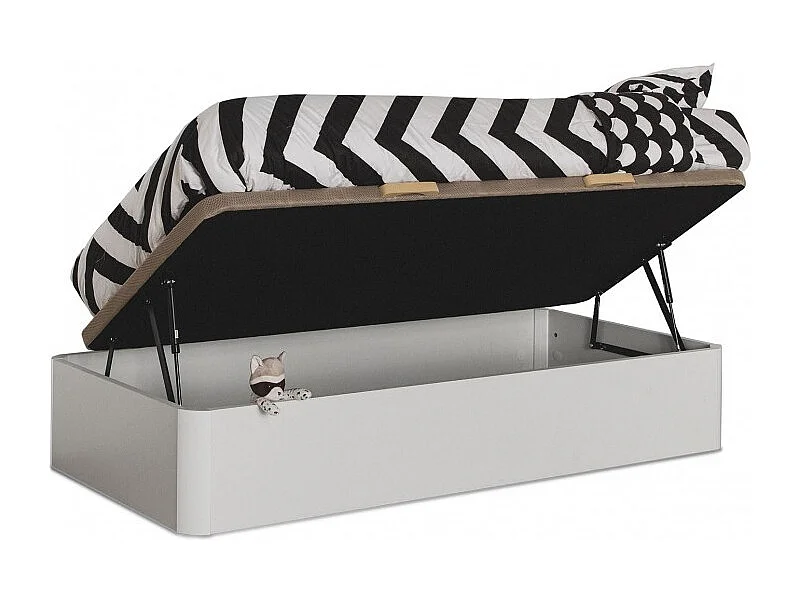 Lit coffre relevable latéral  blanc 105x190cm