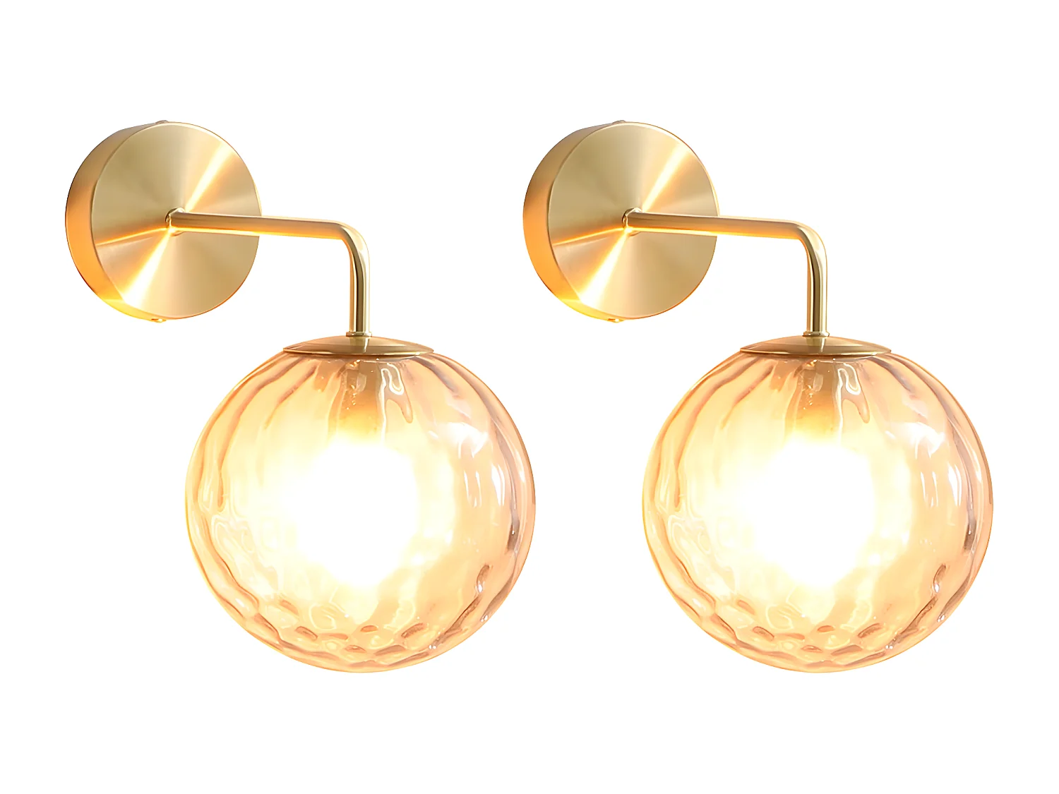 Wandleuchten 2er-Set - Metall & Rauchglas - 32 x 32 x 20 cm - Goldfarben - SUSANNE