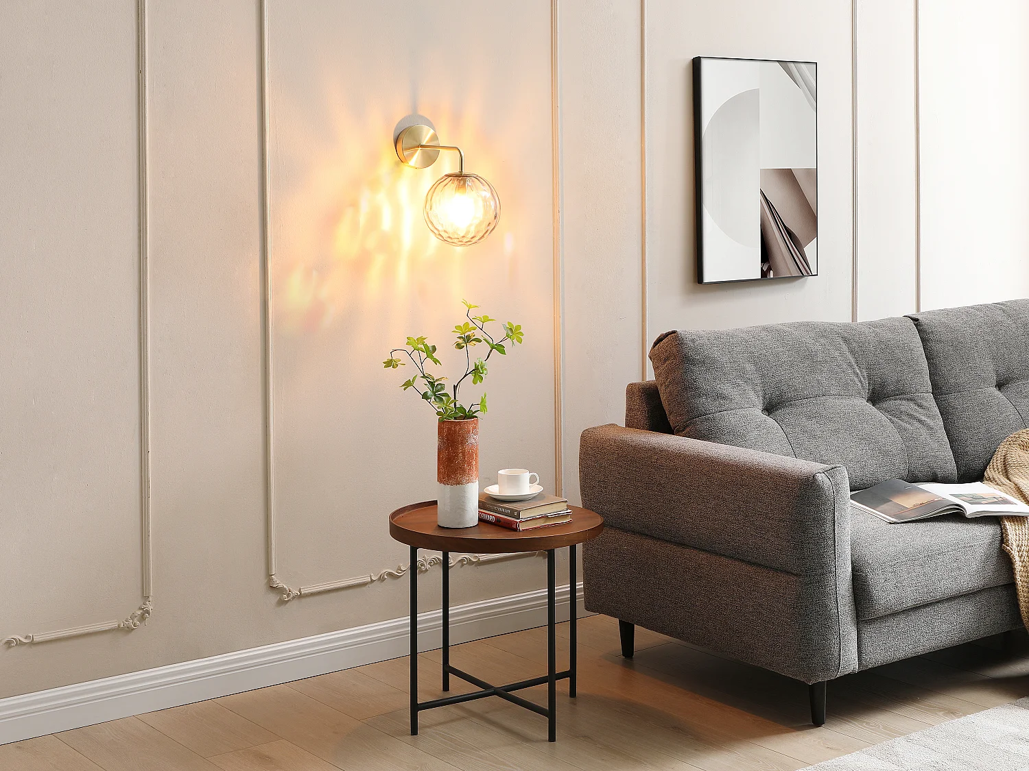 Wandleuchten 2er-Set - Metall & Rauchglas - 32 x 32 x 20 cm - Goldfarben - SUSANNE