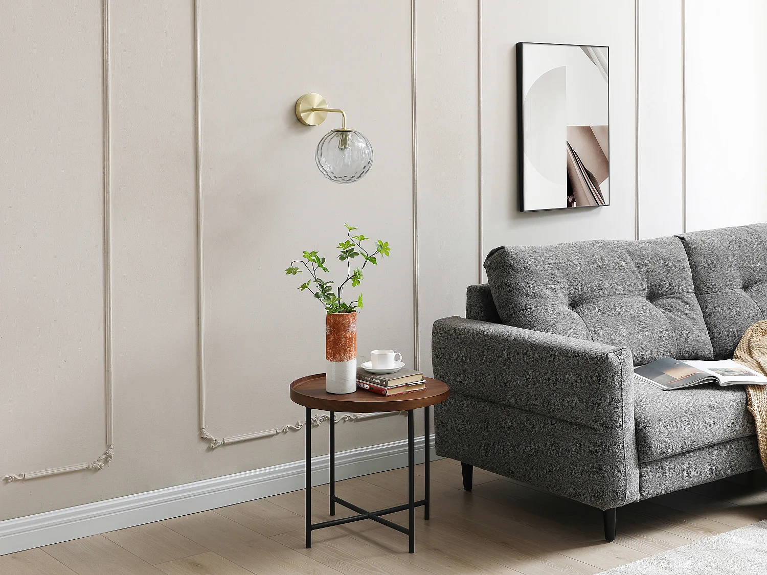 Wandleuchten 2er-Set - Metall & Rauchglas - 32 x 32 x 20 cm - Goldfarben - SUSANNE