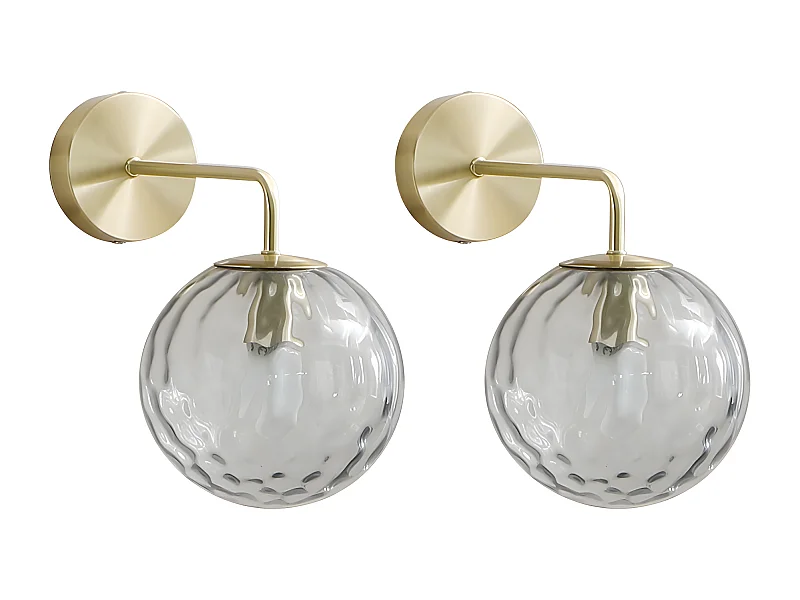 Wandleuchten 2er-Set - Metall & Rauchglas - 32 x 32 x 20 cm - Goldfarben - SUSANNE