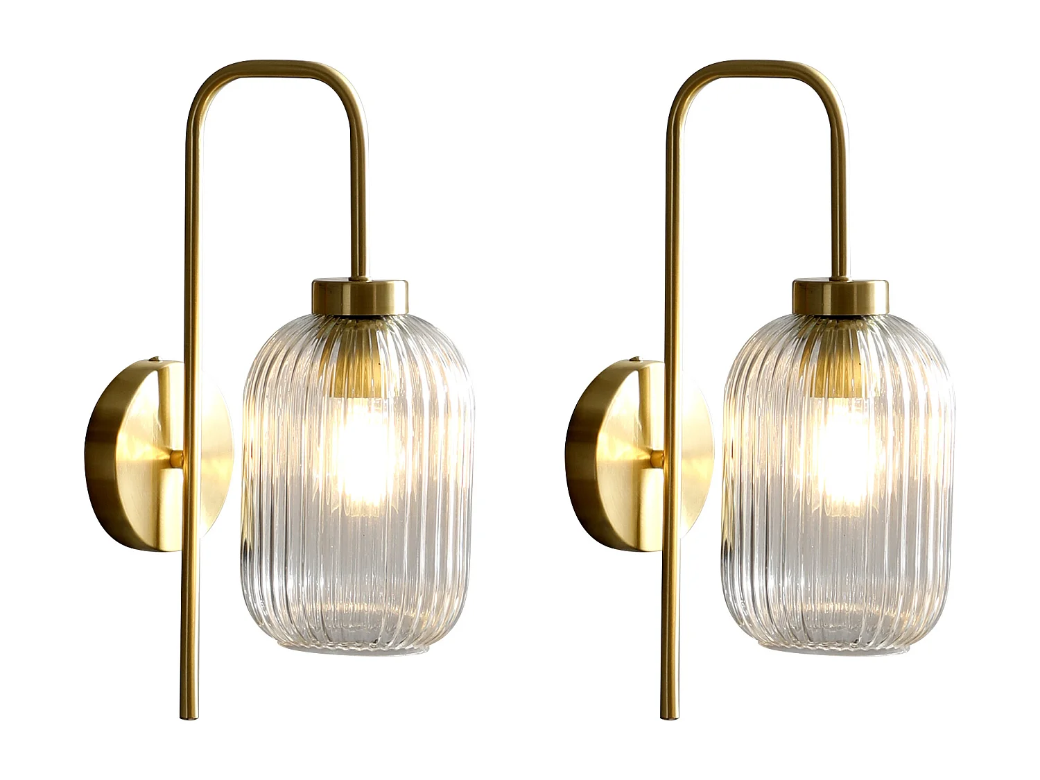 Vintage-Wandleuchten 2er-Set - Metall & Glas- 25 x 14 x 41 cm - Goldfarben - LOUXOR