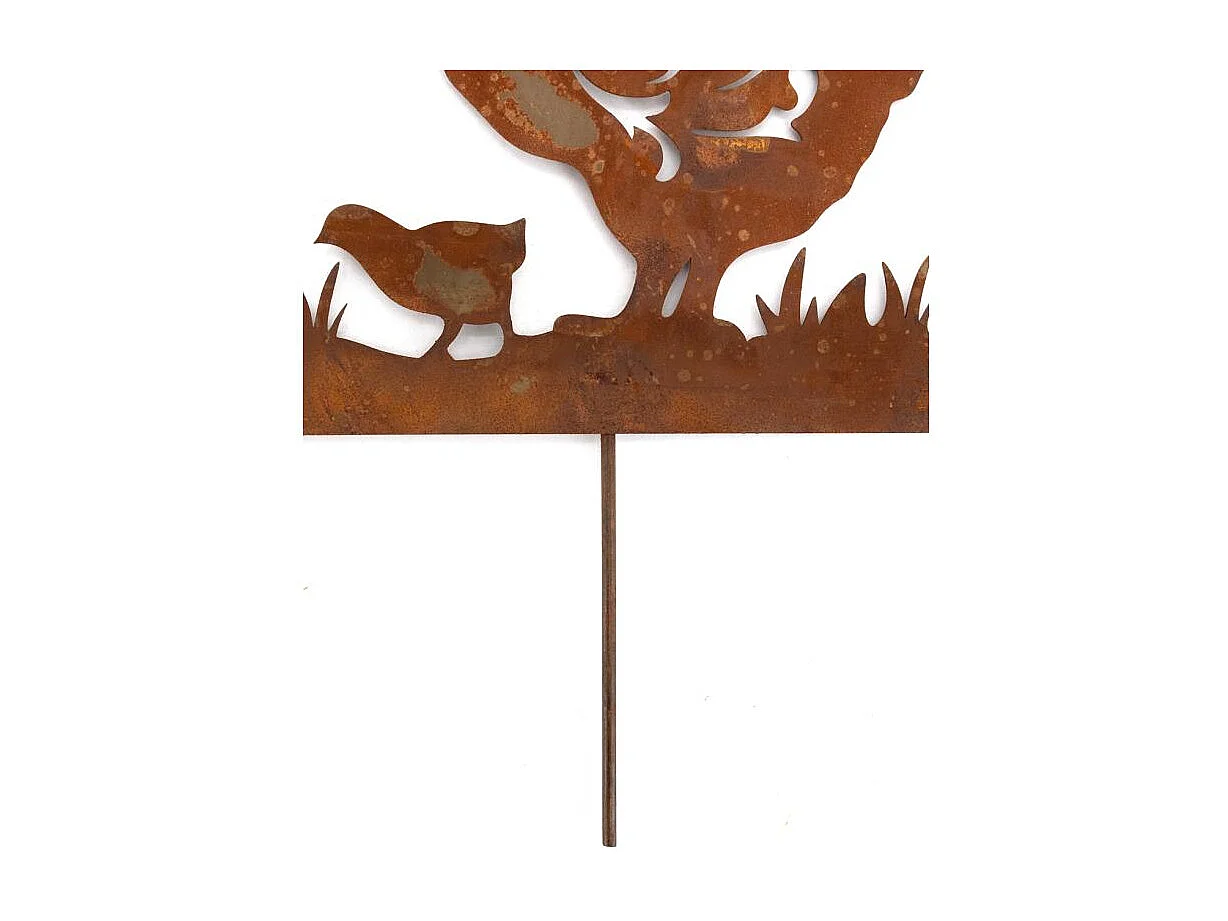 Décor de jardin Poules et Coq en métal vieilli