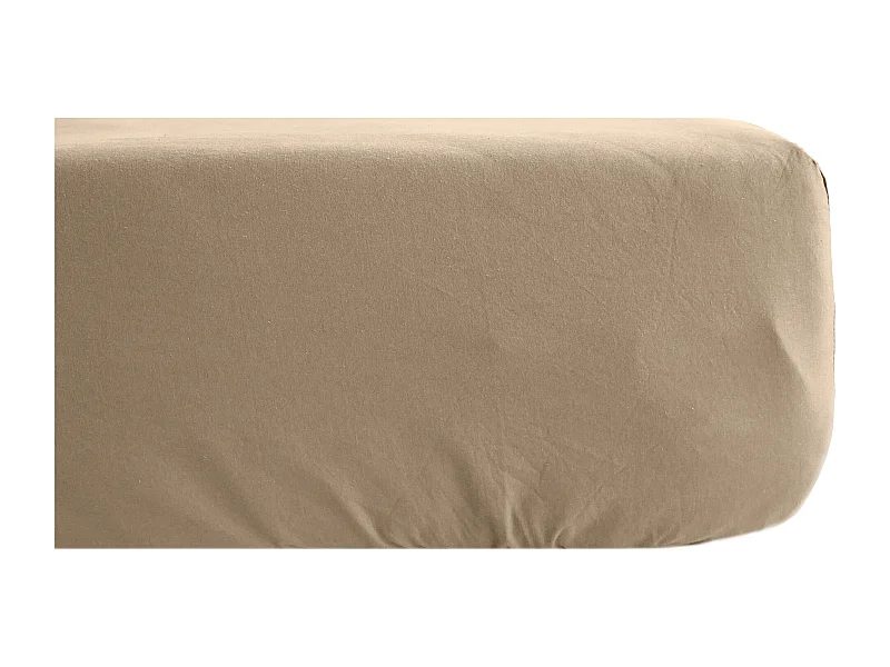 Drap housse 140x190 cm mousseline de coton OPERA marron camel