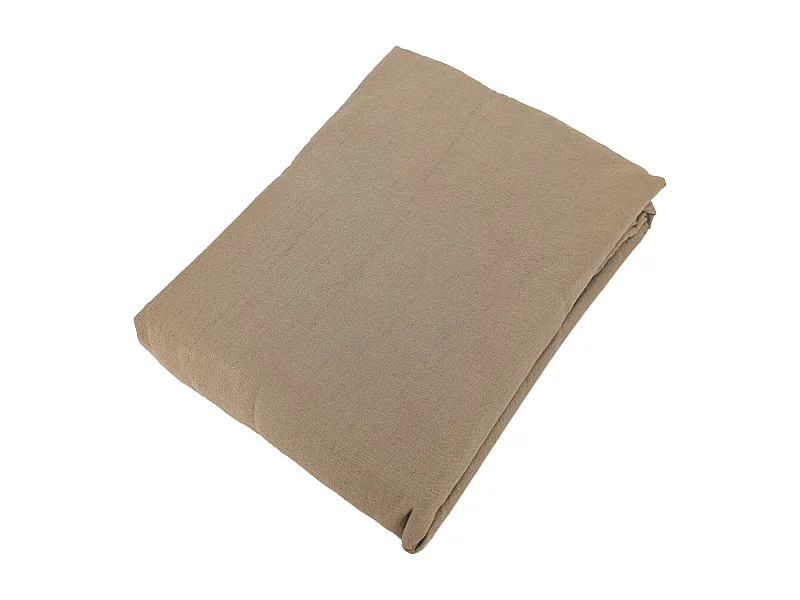 Drap housse 140x190 cm mousseline de coton OPERA marron camel