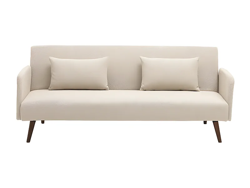 Nielson - Canapé convertible 3 places en tissu bouclette - Écru