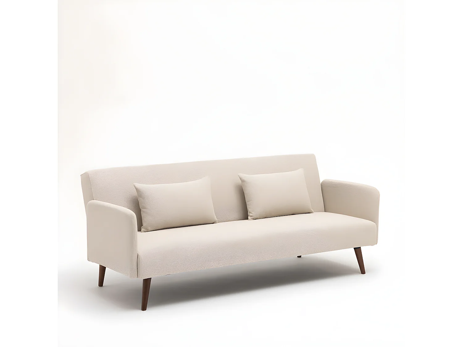 Nielson - Canapé convertible 3 places en tissu bouclette - Écru