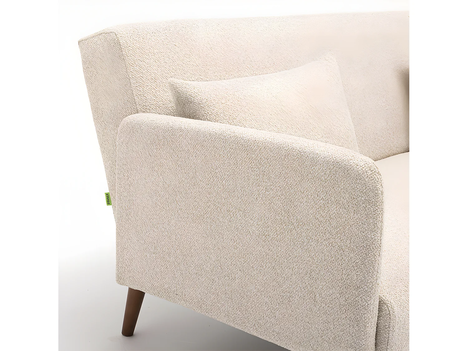 Nielson - Canapé convertible 3 places en tissu bouclette - Écru