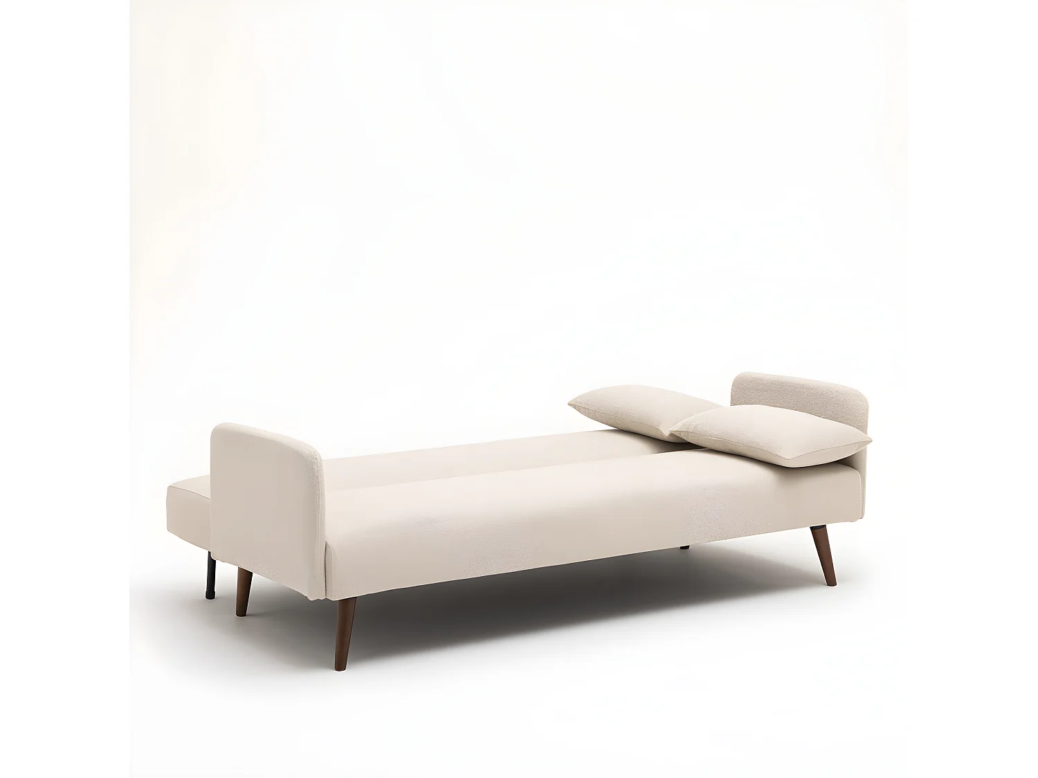 Nielson - Canapé convertible 3 places en tissu bouclette - Écru