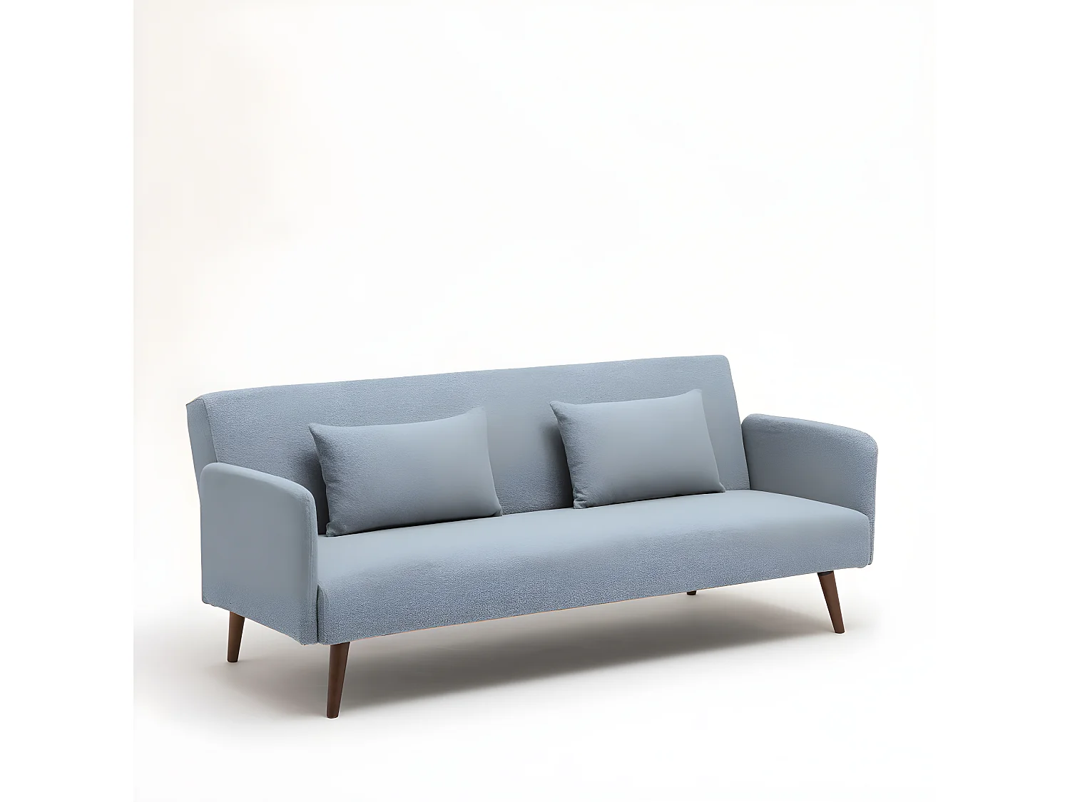 Nielson - Canapé convertible 3 places en tissu bouclette - Bleu aqua