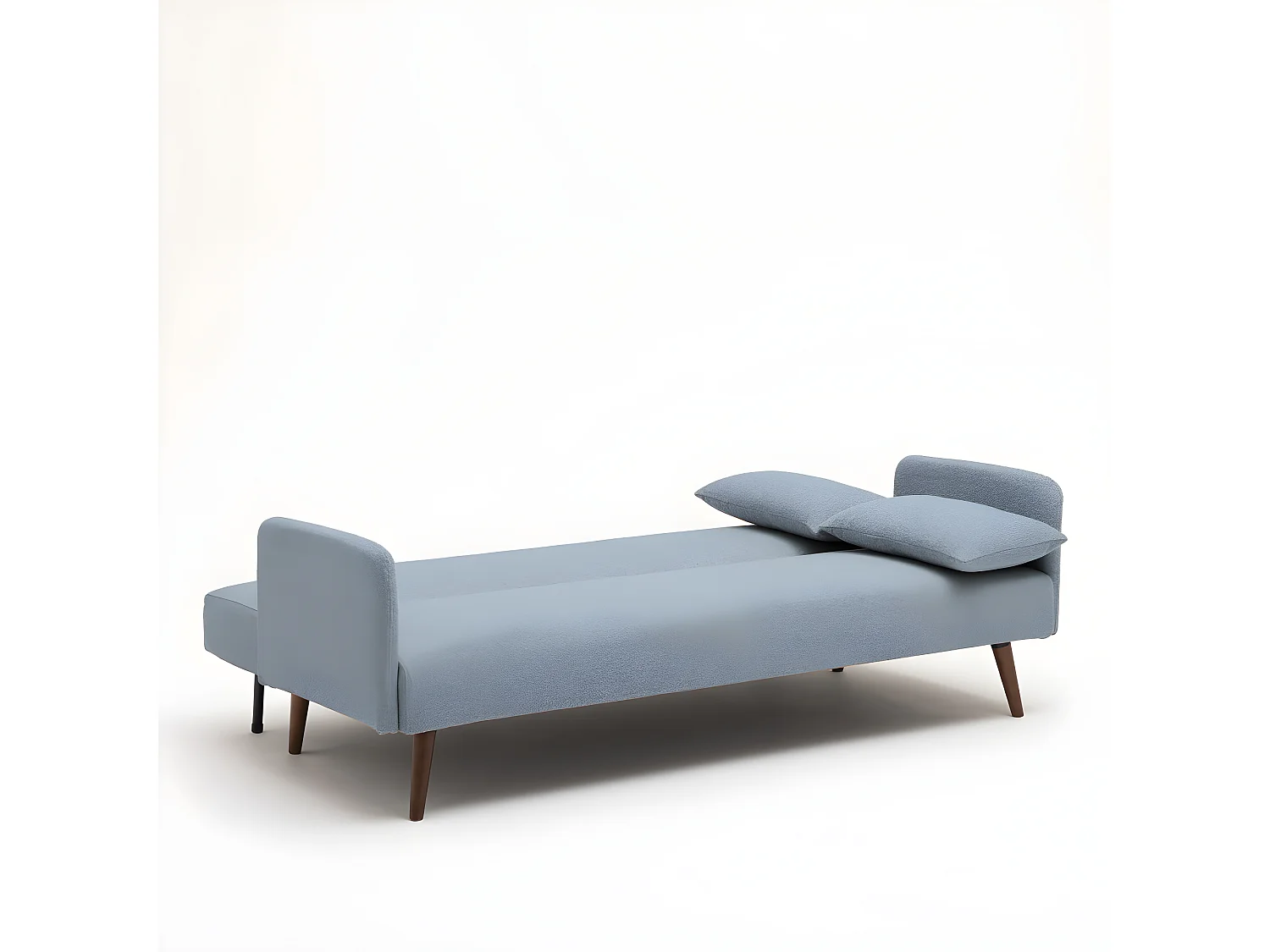 Nielson - Canapé convertible 3 places en tissu bouclette - Bleu aqua