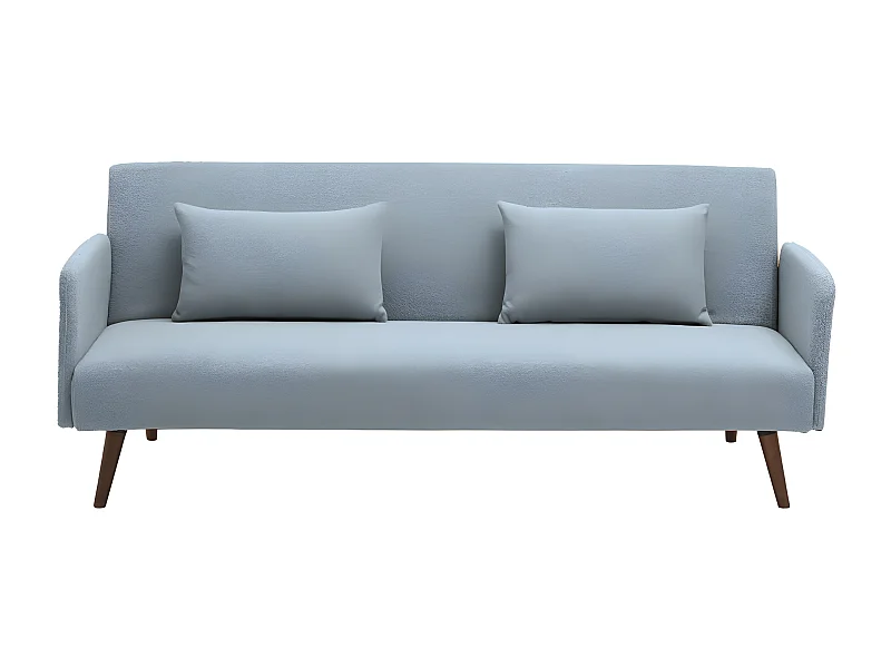 Nielson - Canapé convertible 3 places en tissu bouclette - Bleu aqua