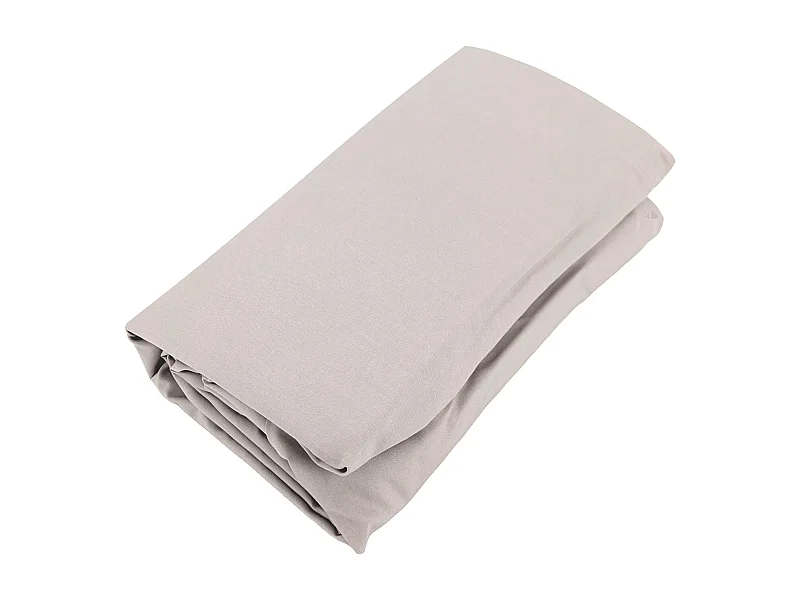 Drap housse uni 140x190 cm bonnet 35 cm percale de coton MANOIR beige Lin