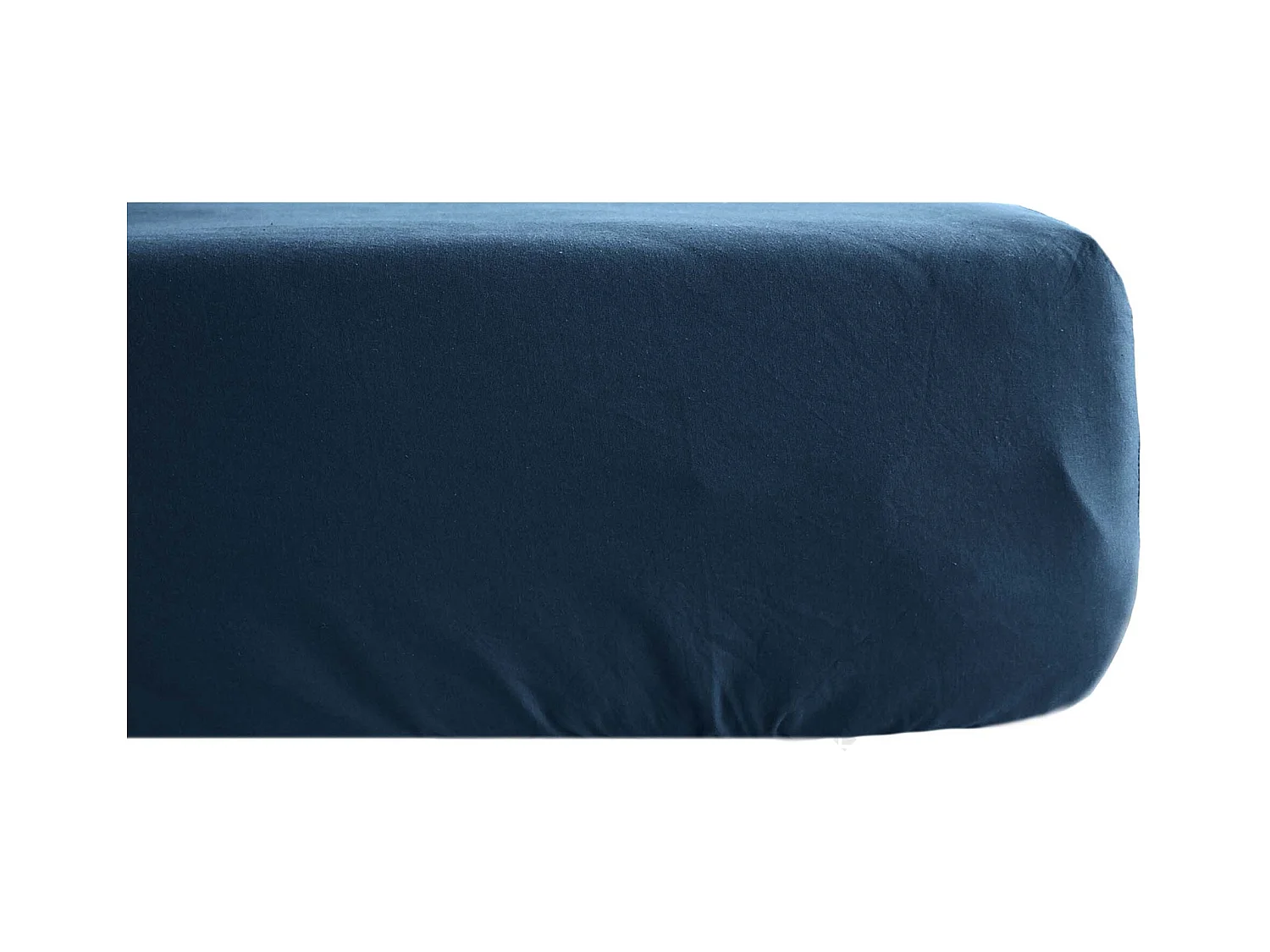 Drap housse uni 180x200 cm percale MANOIR bleu Marine bonnet 35
