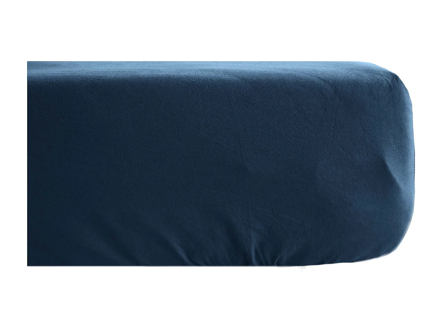 Drap housse uni 180x200 cm bonnet 35 cm percale de coton MANOIR bleu Marine