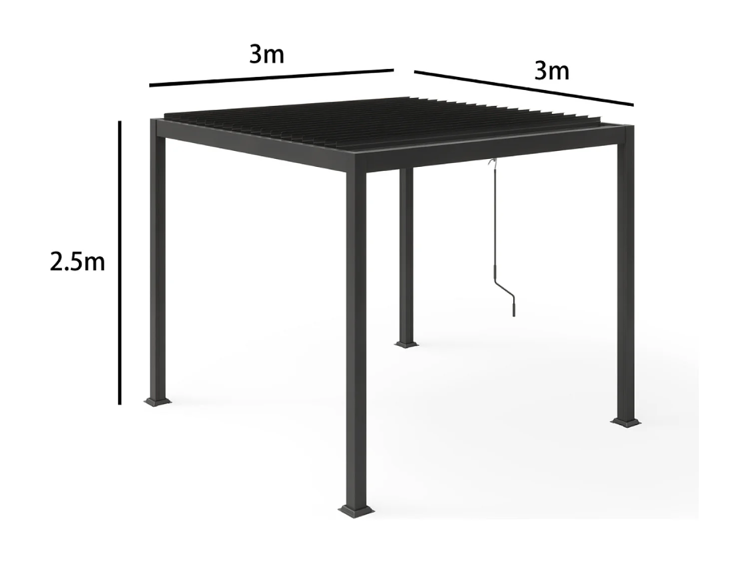 Pergola bioclimatique en acier 3x3m BANES