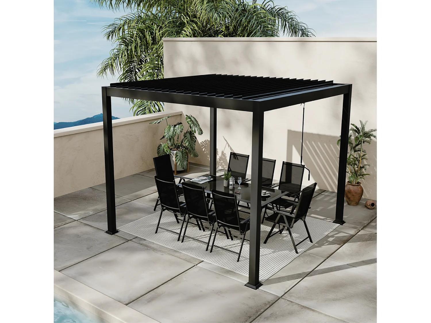 Pergola bioclimatique en acier 3x3m BANES