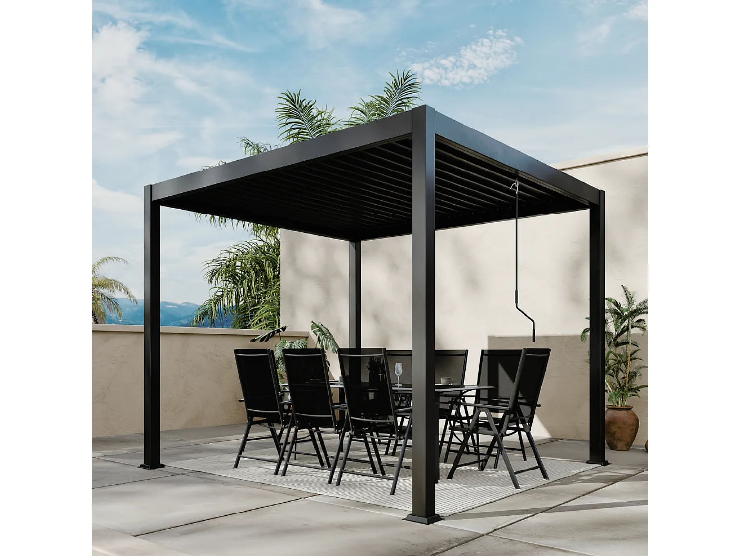 Pergola bioclimatique en acier 3x3m BANES