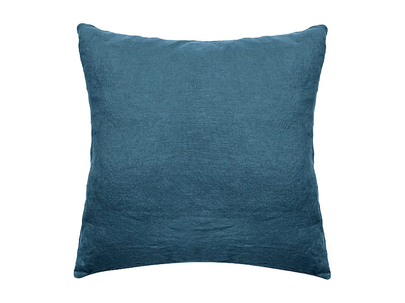 Taie d'oreiller 65x65 cm pur coton lavé PALACE bleu marine