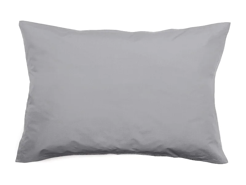 Taie d'oreiller volants plats 50x70 cm percale MANOIR gris Acier