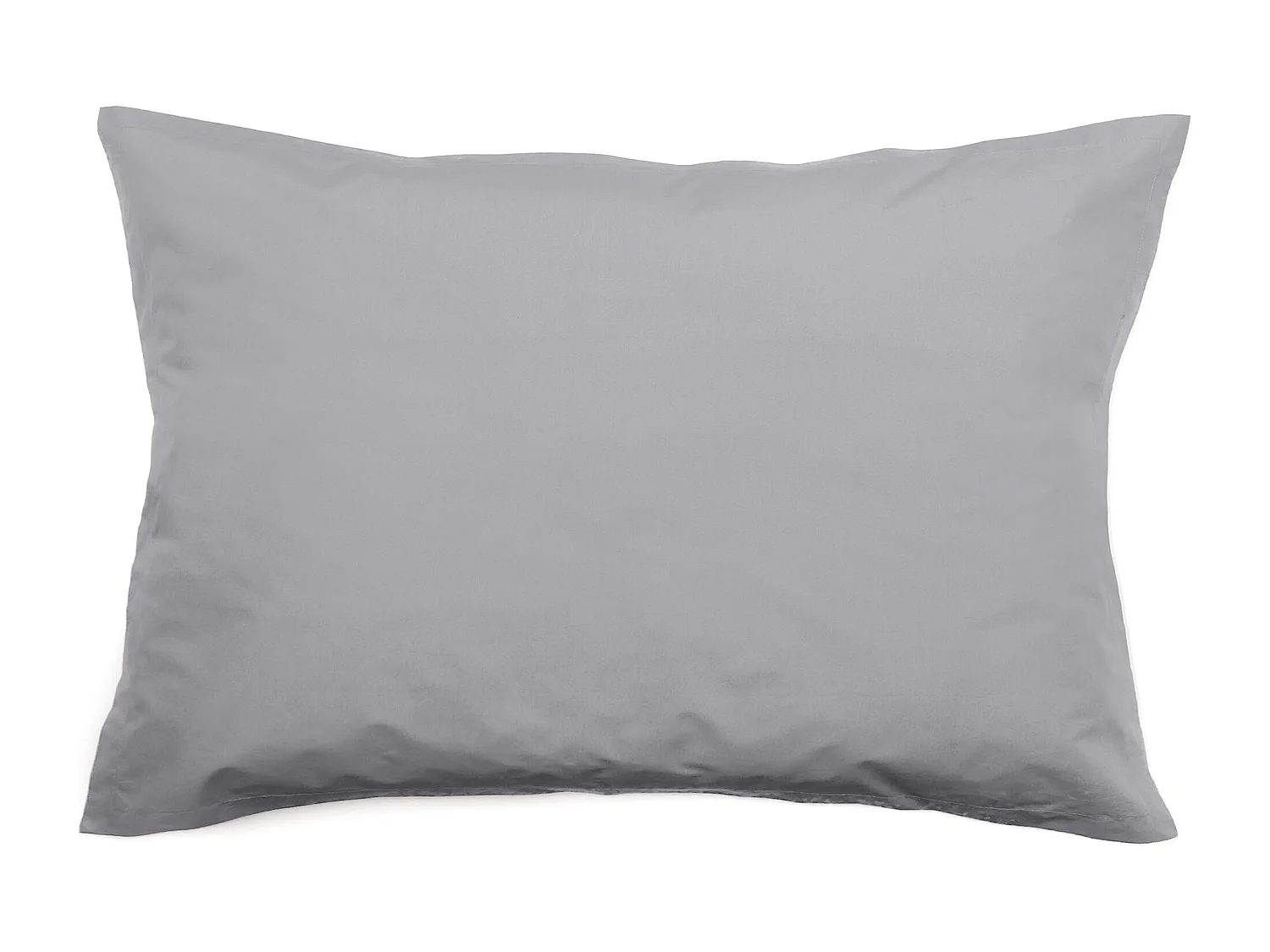 Taie d'oreiller volants plats 50x70 cm percale MANOIR gris Acier