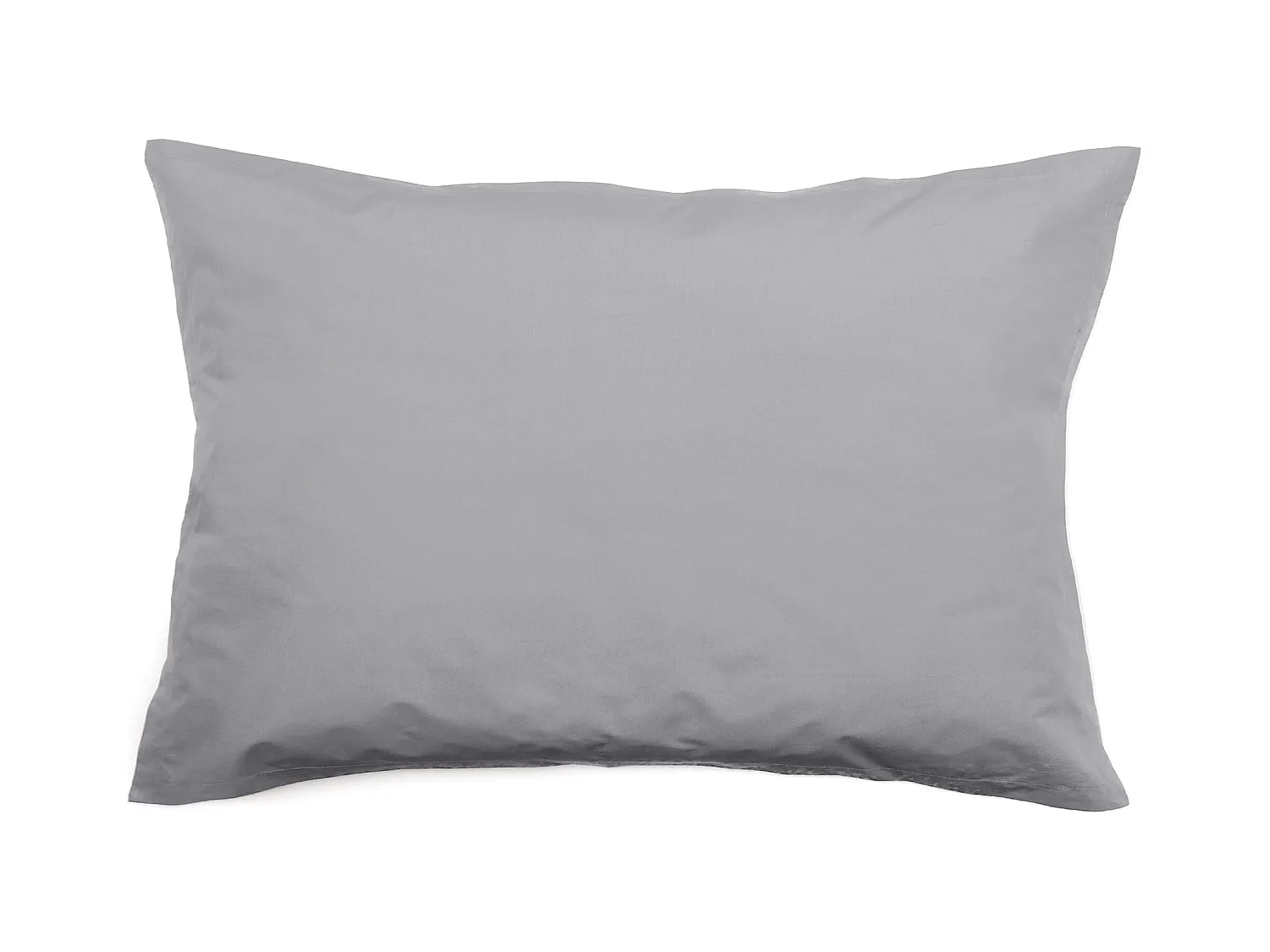 Taie d'oreiller volants plats 50x70 cm percale MANOIR gris Acier