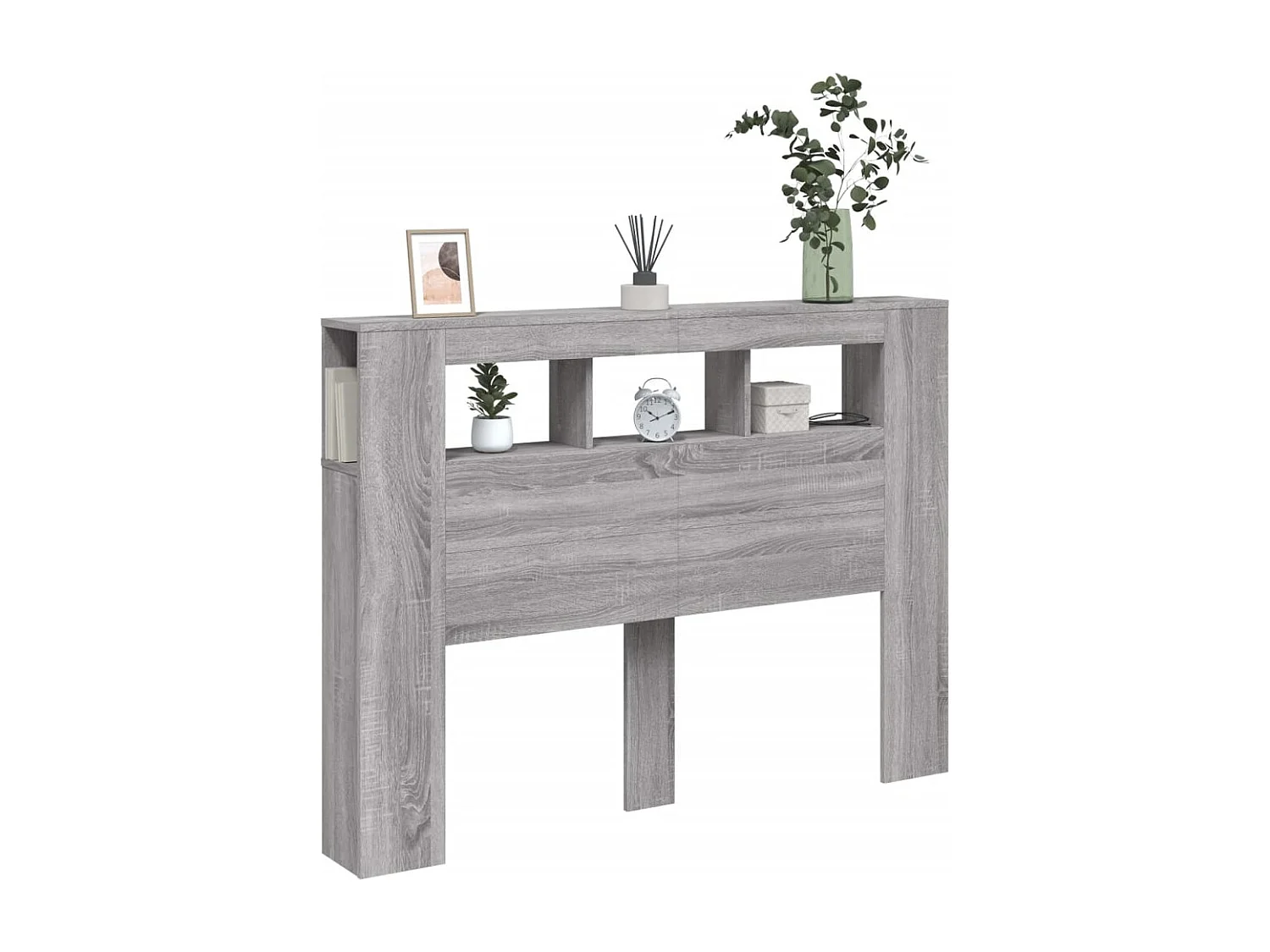Hoofdeinde met LED 140x18,5x103,5 cm bewerkt hout grijs sonoma