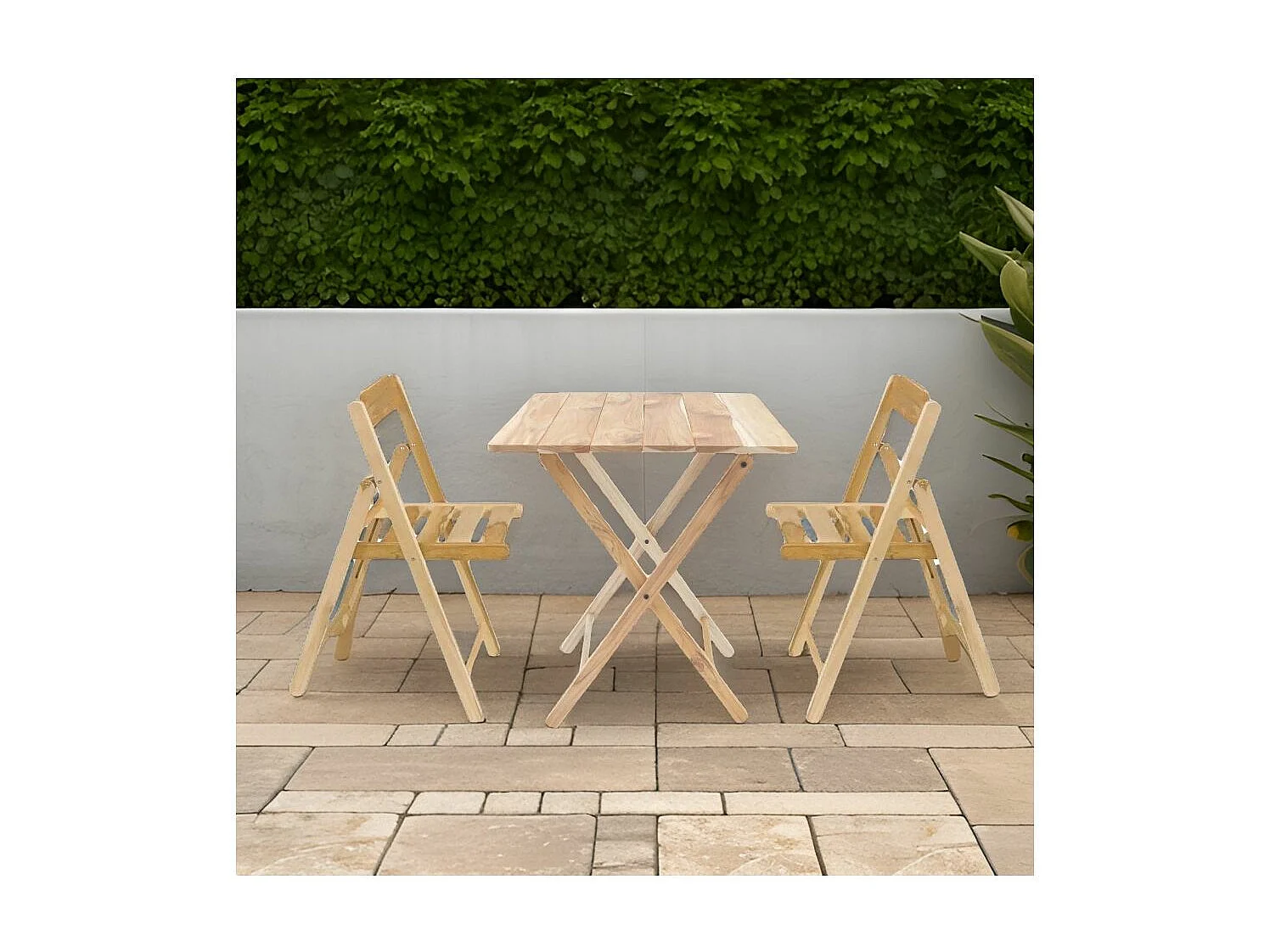 Ensemble table et chaises de jardin pliante en teck FSC