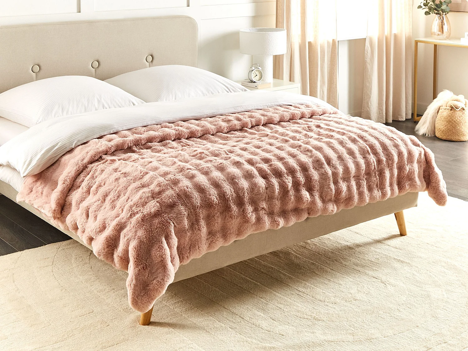 Couverture SALKA Fourrure synthétique 200 x 220 cm Rose pastel