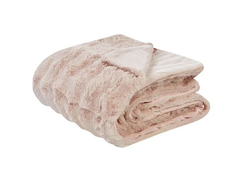 Kuscheldecke Kunstfell rosa 150 x 200 cm flauschig Tagesdecke für Bett Salka