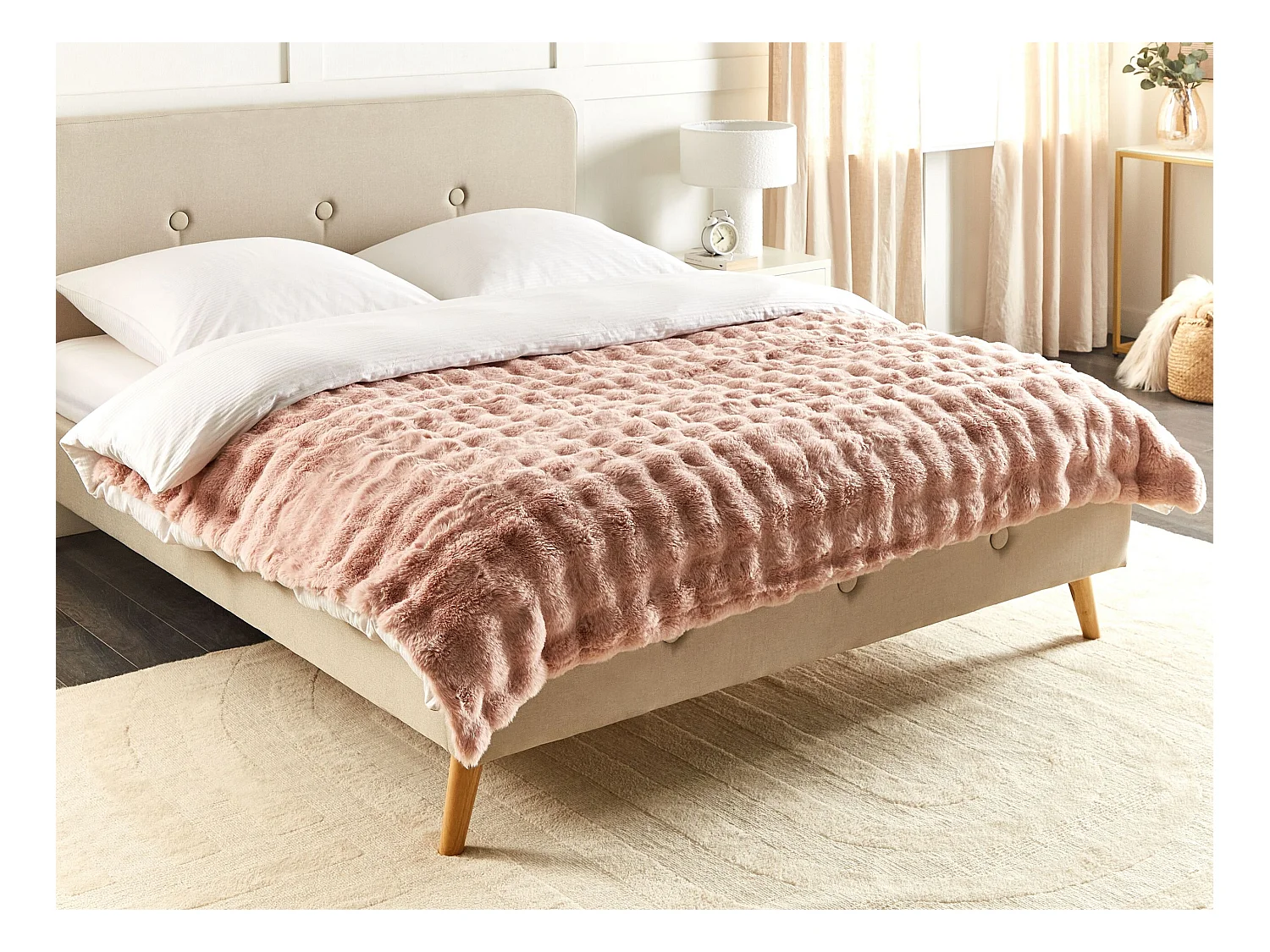 Couverture SALKA Fourrure synthétique 150 x 200 cm Rose pastel