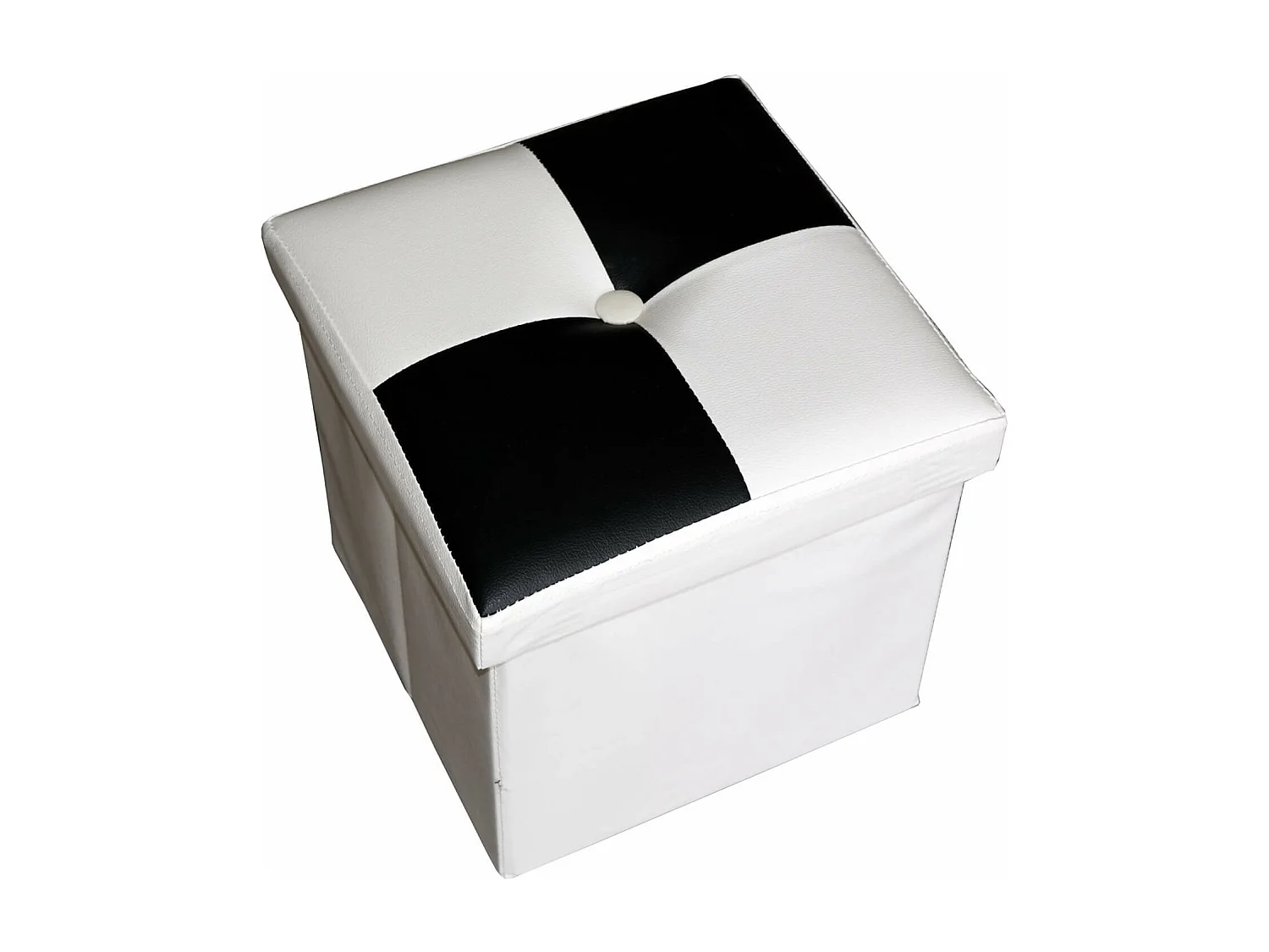 Mobili Rebecca Puff Contenitore Nero Bianco Imbottito Moderno 30x30x30