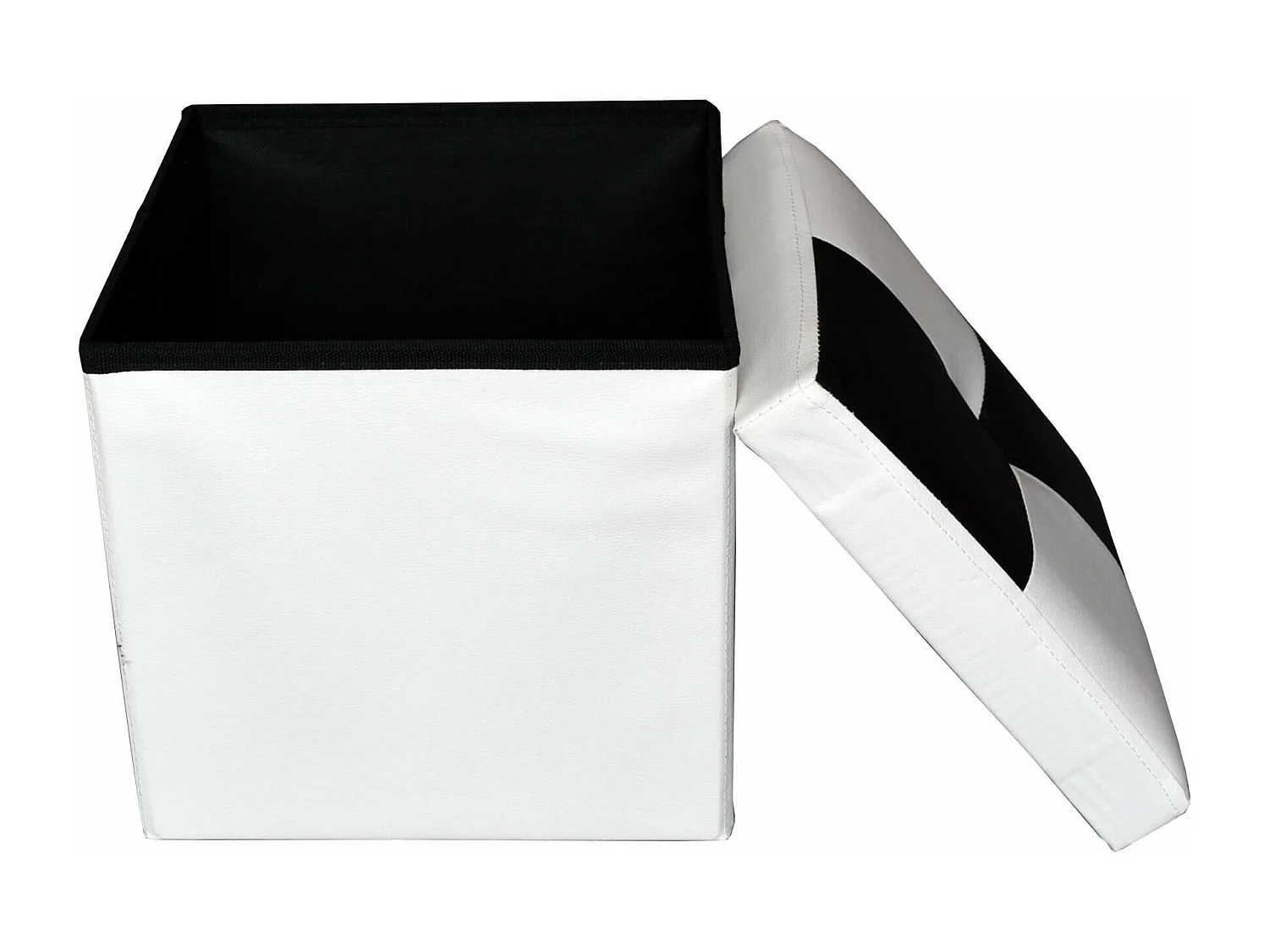 Mobili Rebecca Puff Contenitore Nero Bianco Imbottito Moderno 30x30x30