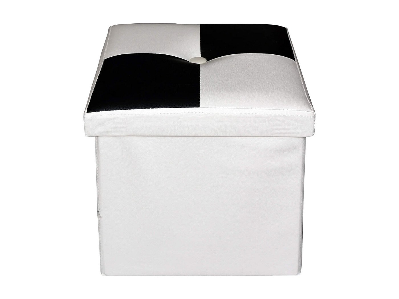 Rebecca Mobili Puf Contenedor De Cuero Sintético, Puff, Taburete Cubo, Reposapiés Blanco - Medidas: 30 X 30 X 30 Cm (AxANxF) - Art. RE4256