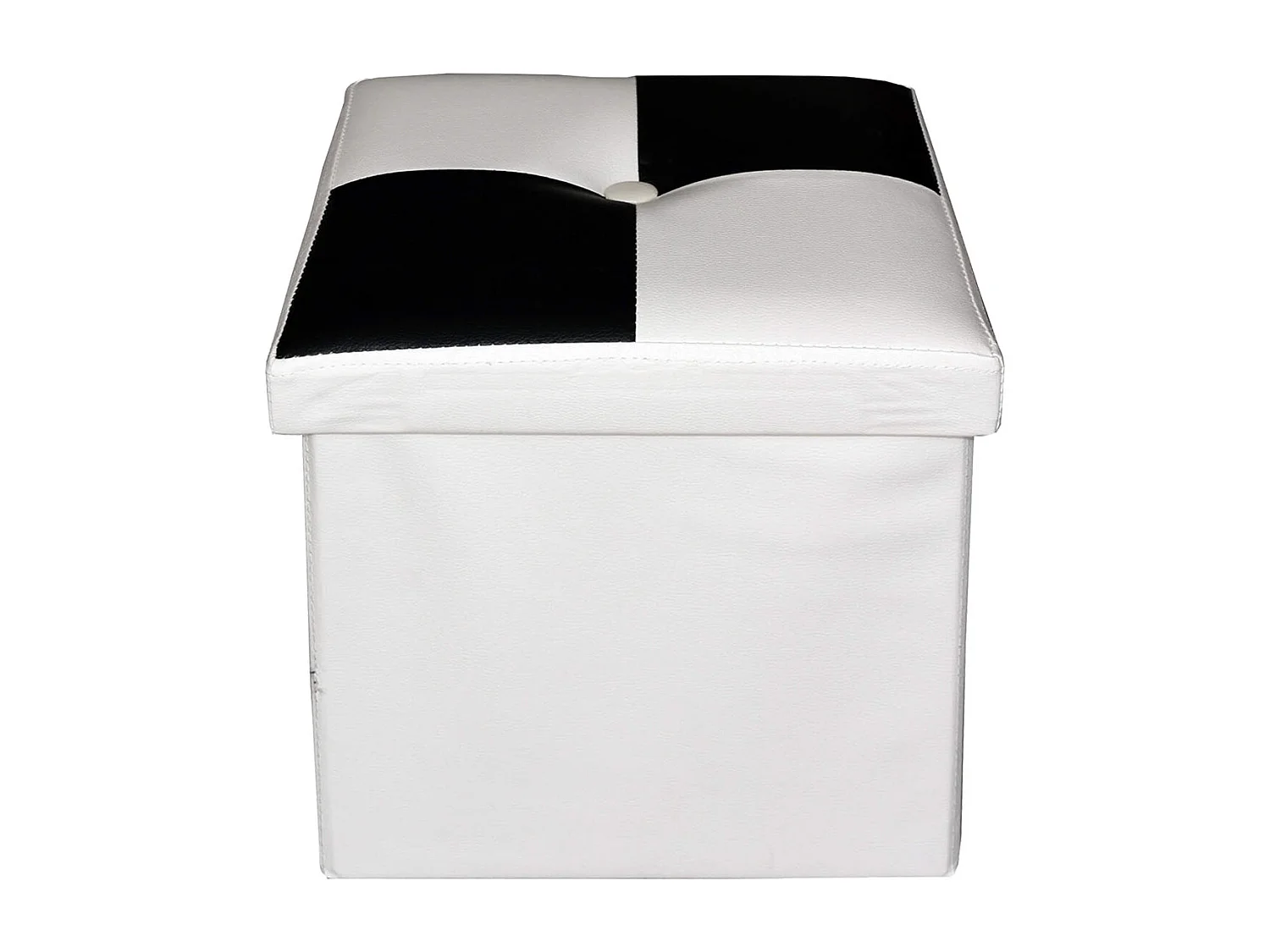 Rebecca Mobili Baúl Puff Organizador Blanco Negro Moderno 30x30x30