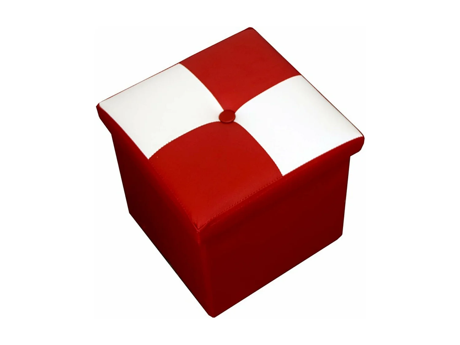 Mobili Rebecca Puff Sgabello Baule Bianco Rosso Cubo Design Moderno 30x30x30