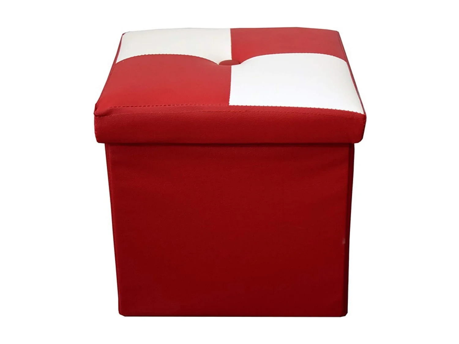 Rebecca Mobili Puff Contenedor Organizador Blanco Rojo 30x30x30