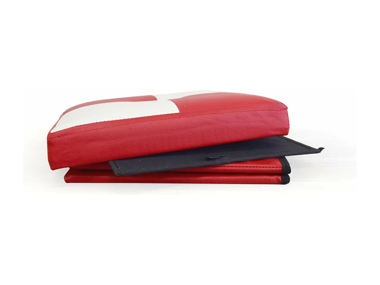 Rebecca Mobili Puff Contenedor Organizador Blanco Rojo 30x30x30