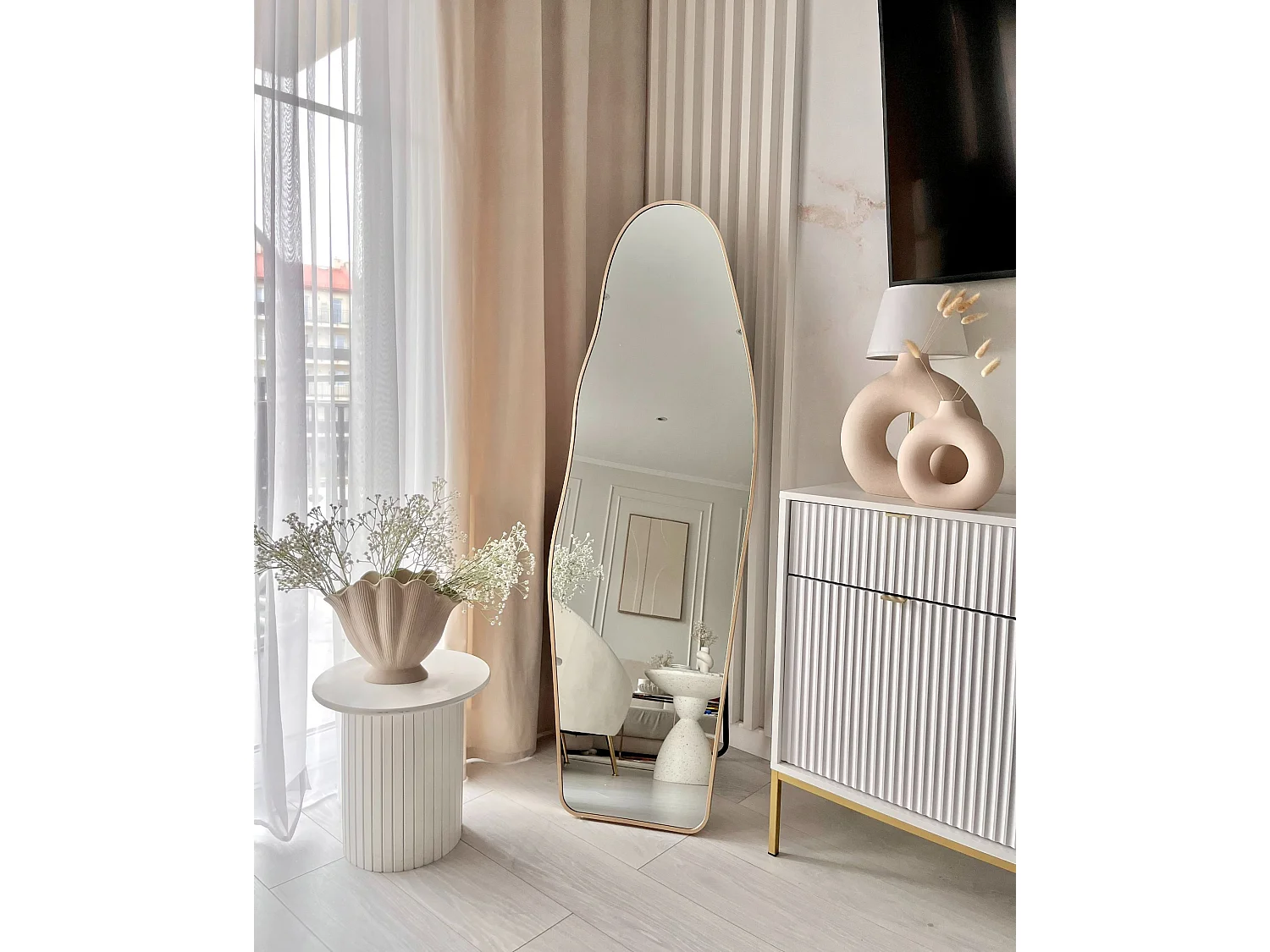 Miroir sur pied LARCHE 160 cm Métal Doré