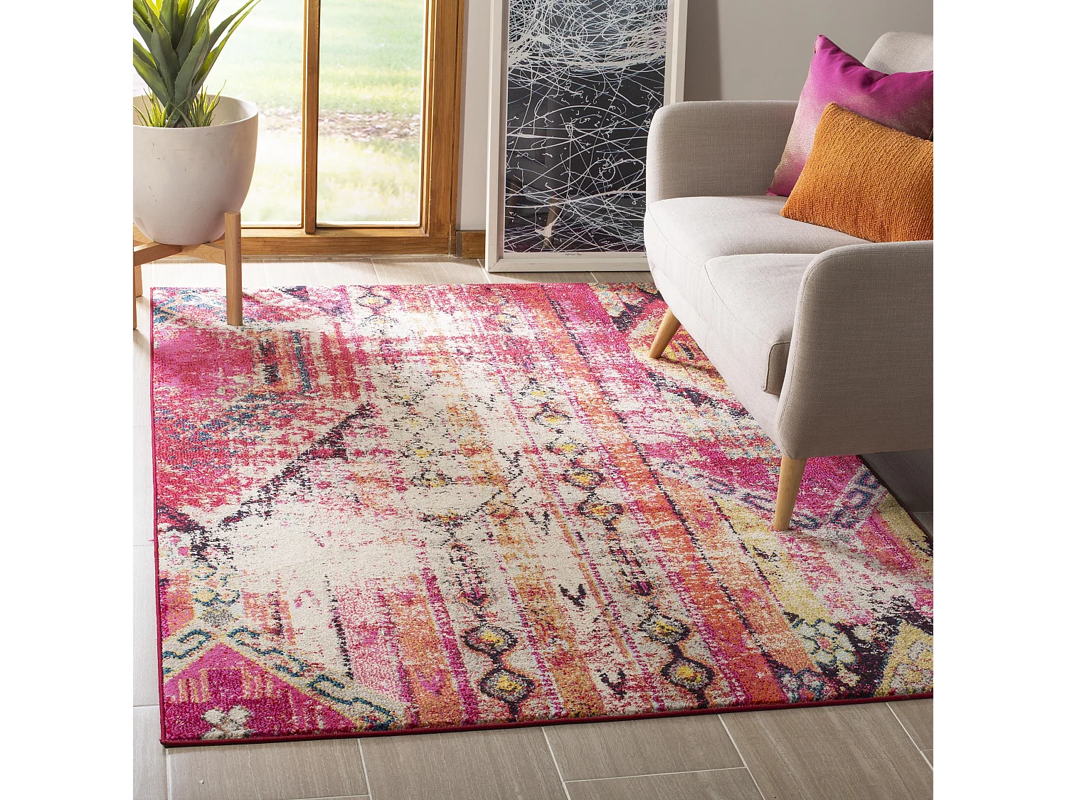 Tapis Rose/Multicolore 91 X 152 cm - Livia