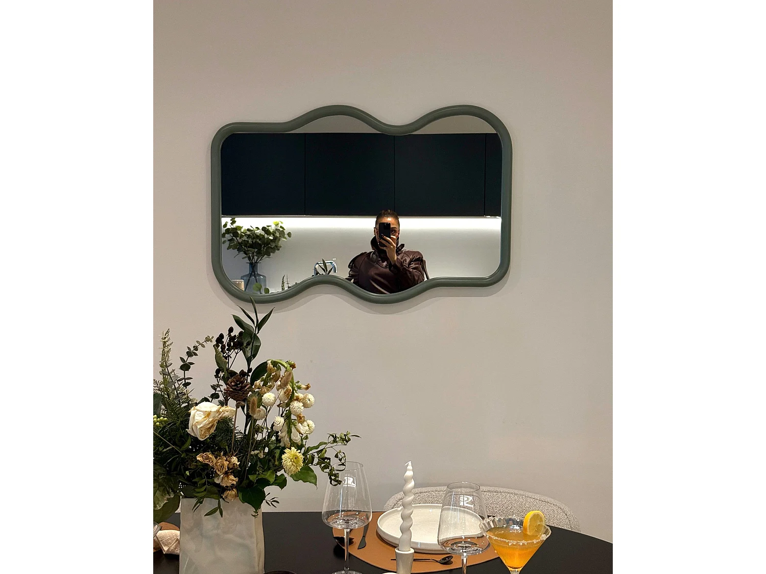 Wandspiegel RONNET 60 cm 90 cm Holz Hellblau