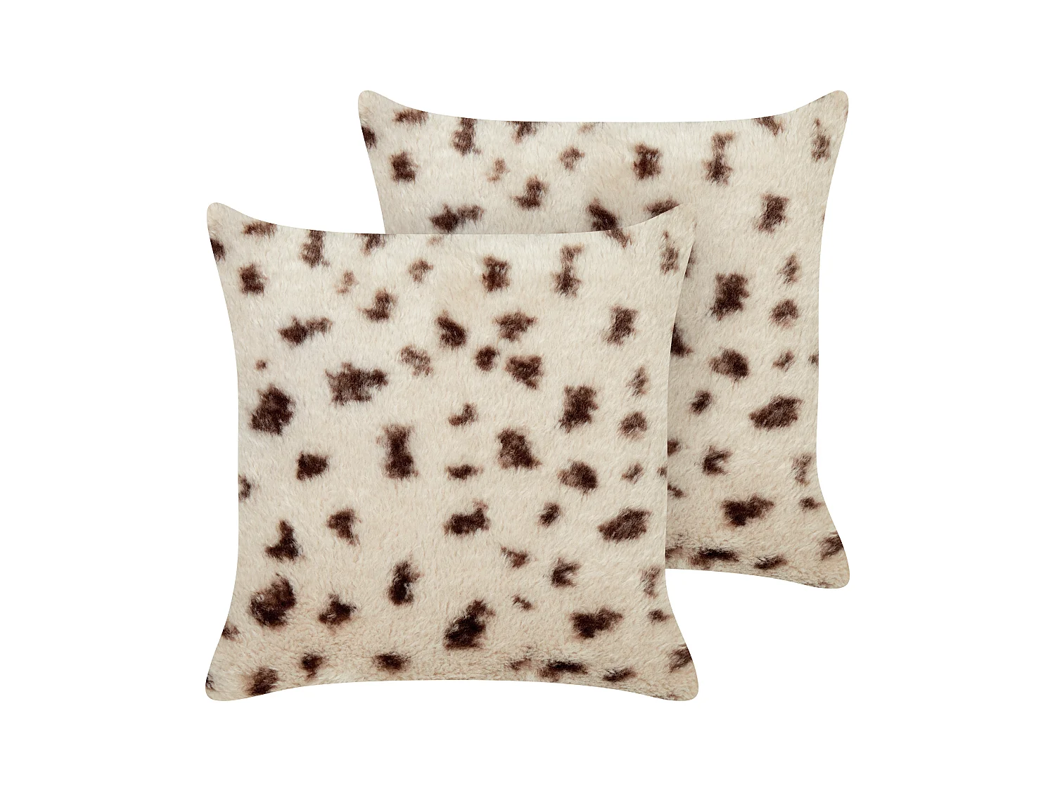 Lot de 2 coussins décoratifs KASRA Fourrure synthétique 45 x 45 cm Beige clair Motif abstrait
