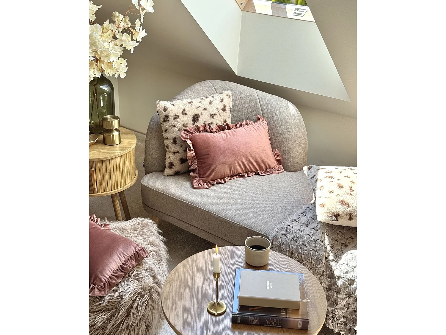 Dekokissen 2er Set KASRA Webpelz 45 x 45 cm Hellbeige Abstraktes Muster