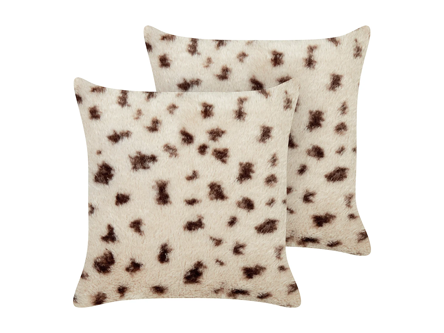 Conjunto de 2 almofadas decorativas KASRA Imitação de pele 45 x 45 cm Creme claro Padrão abstracto