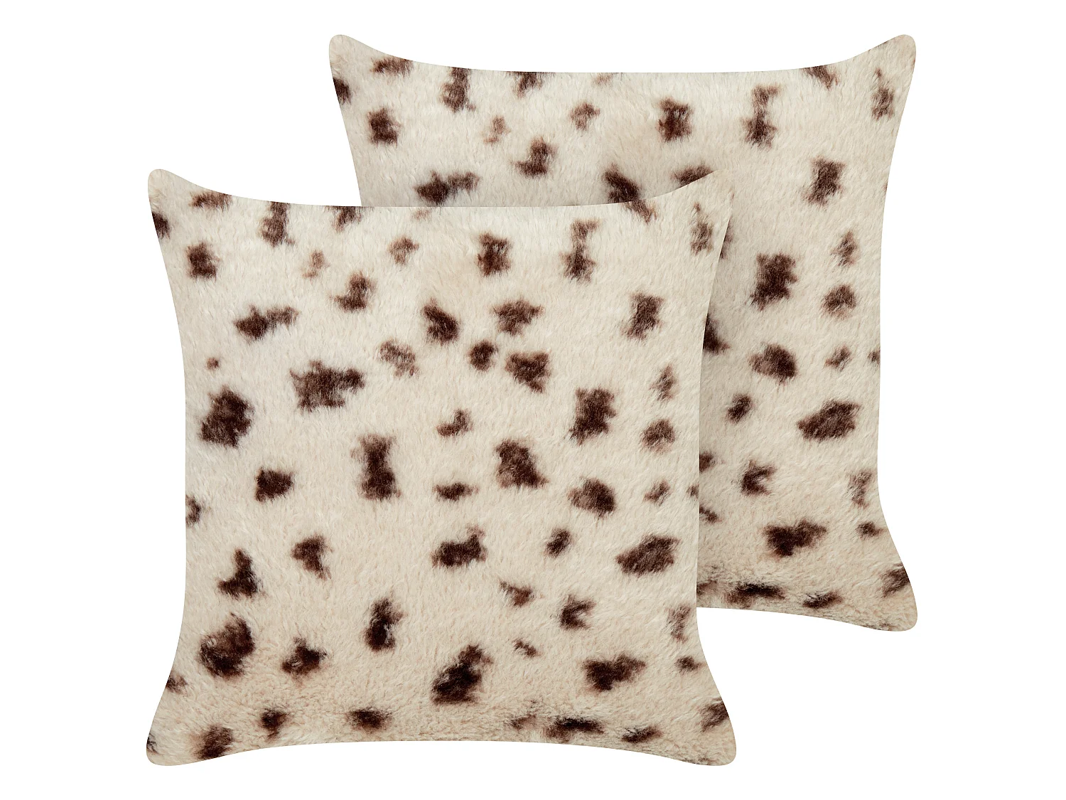Dekokissen 2er Set KASRA Webpelz 45 x 45 cm Hellbeige Abstraktes Muster