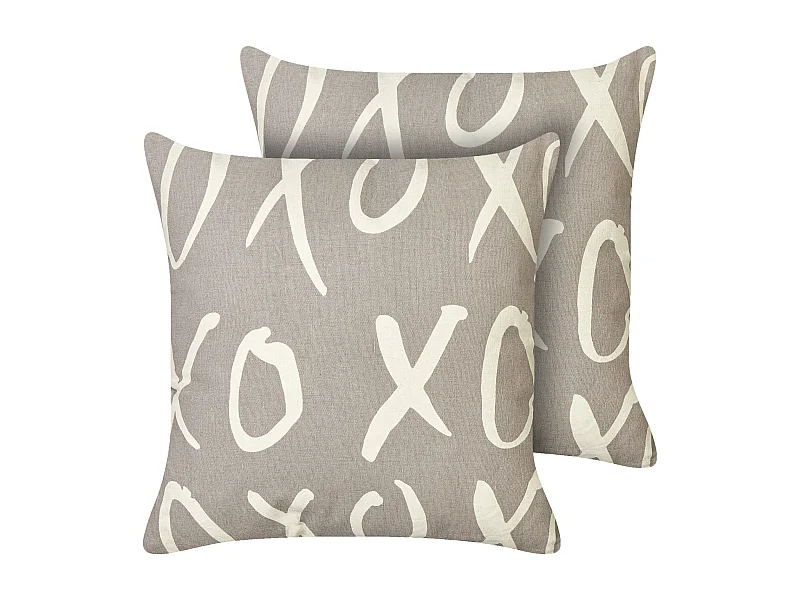 Conjunto de 2 almofadas decorativas TELOPEA Algodão 45 x 45 cm Cinzento Texto