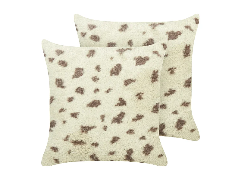 Set van 2 decoratieve kussens KASRA Nepbont 45 x 45 cm Beige Abstract patroon