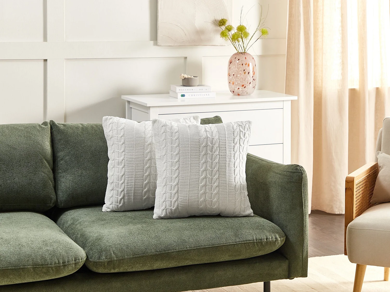 Conjunto de 2 almofadas decorativas CADETIA Algodão 45 x 45 cm Branco Sólido