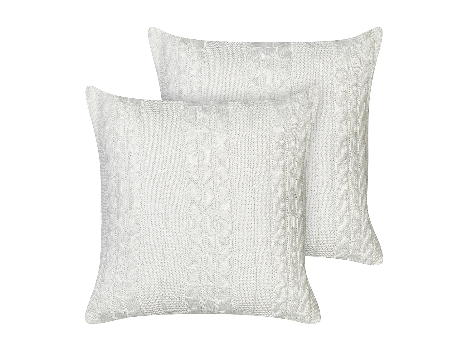 Dekokissen 2er Set Baumwolle weiß 45 x 45 cm Flechtmuster Cadetia